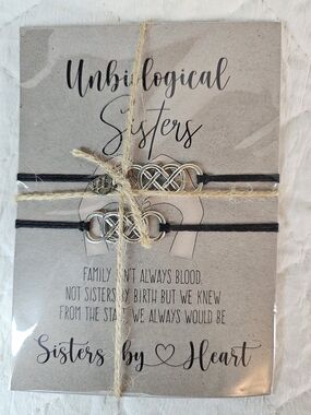 Unbiological Sisters Cord Bracelets with Silver Infinity Charms